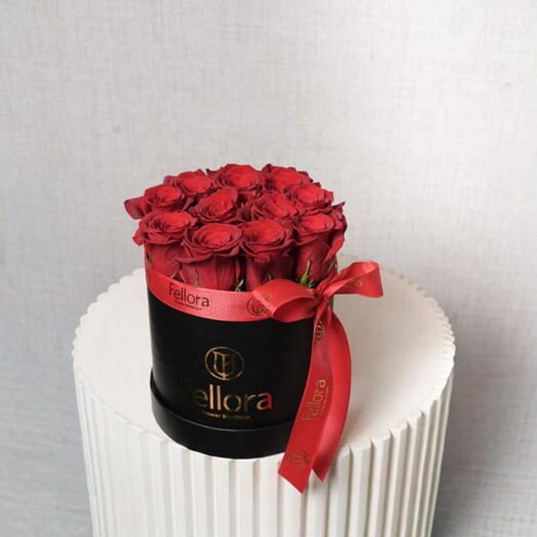 11 Red Roses Luxury Round Box Arrangement-A444 - Image 3