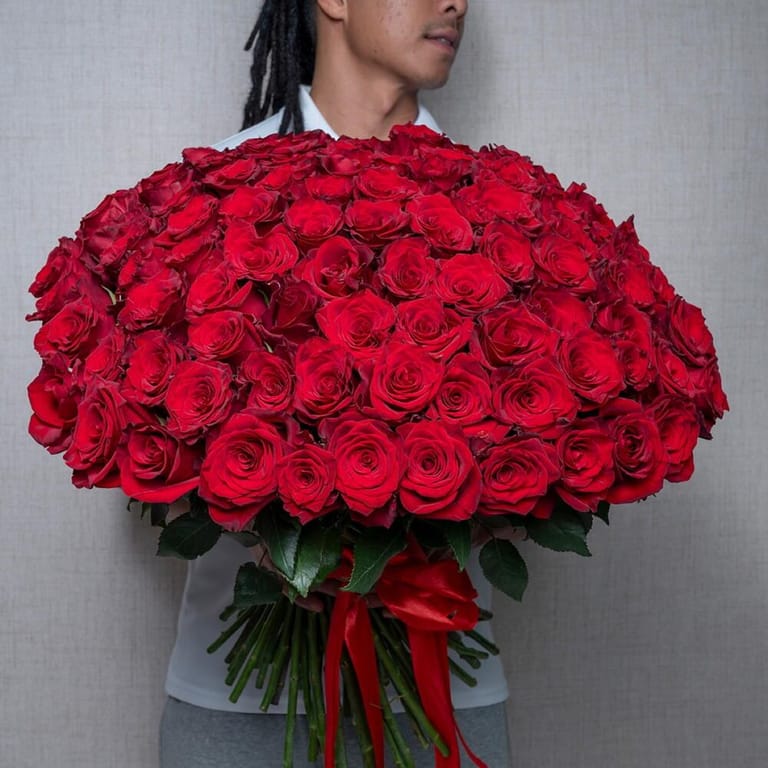 101 Luxury Red Roses Hand Tied Bouquet-A565 - Image 1