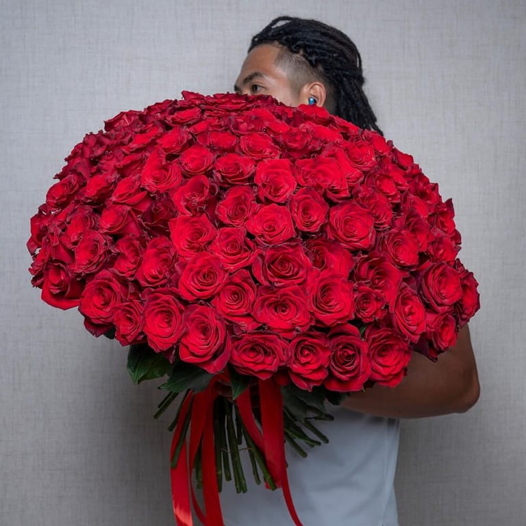 101 Luxury Red Roses Hand Tied Bouquet-A565 - Image 2