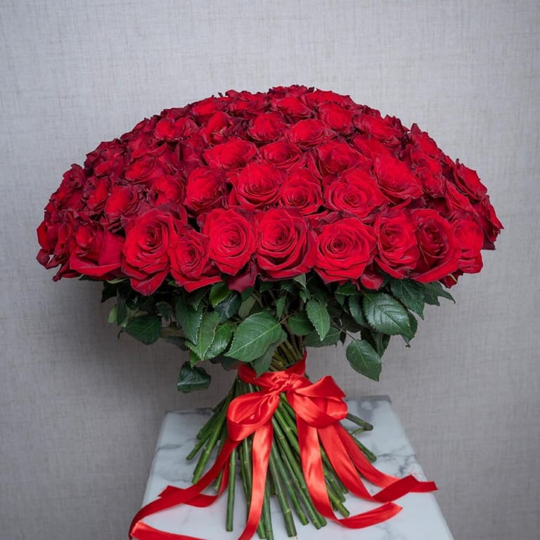 101 Luxury Red Roses Hand Tied Bouquet-A565 - Image 4