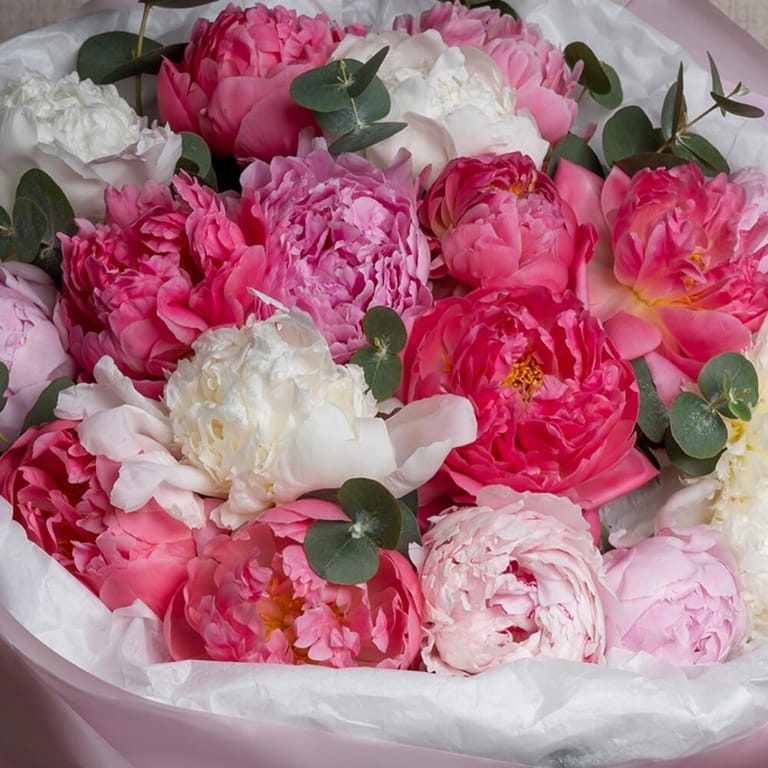 21 Mixed Pink White Peonies Luxury Bouquet-A544 - Image 5