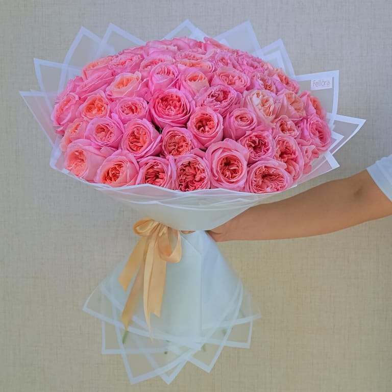 51 Pink Expression Luxury Garden Rose Bouquet-A601 - Image 3