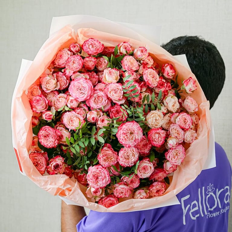 15 Sunset Garden Spray Rose Luxury Bouquet-A608 - Image 2