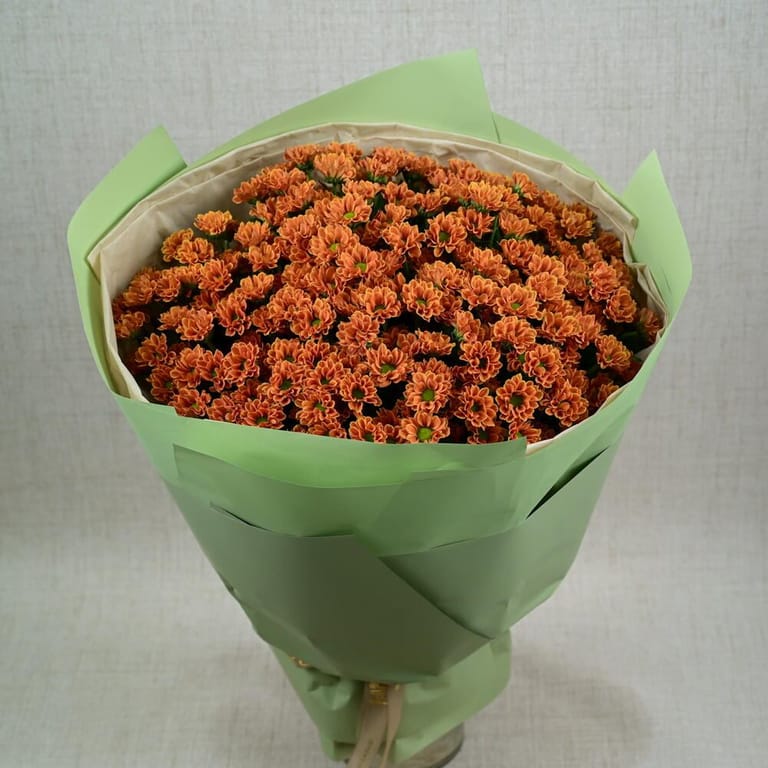 25 Orange Santini Chrysanthemum Bouquet-A653 - Image 2