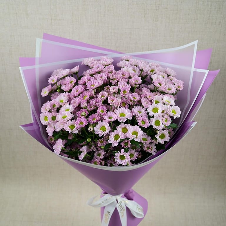 25 Pink Santini Chrysanthemum Bouquet-A656 - Image 2