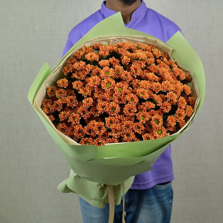 25 Orange Santini Chrysanthemum Bouquet-A653 - Image 3