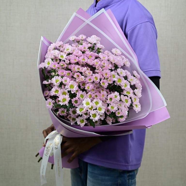 25 Pink Santini Chrysanthemum Bouquet-A656 - Image 3