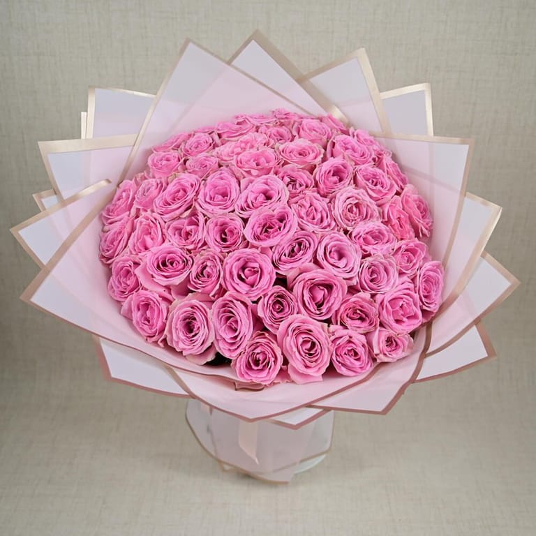 51 Pink Warm Roses Luxury Bouquet-A661 - Image 2