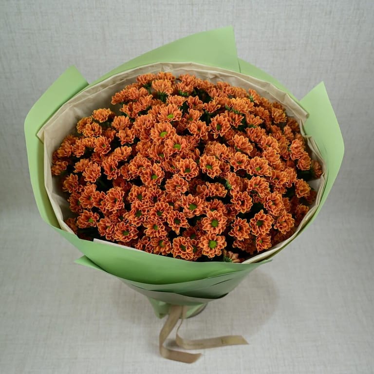 25 Orange Santini Chrysanthemum Bouquet-A653 - Image 4
