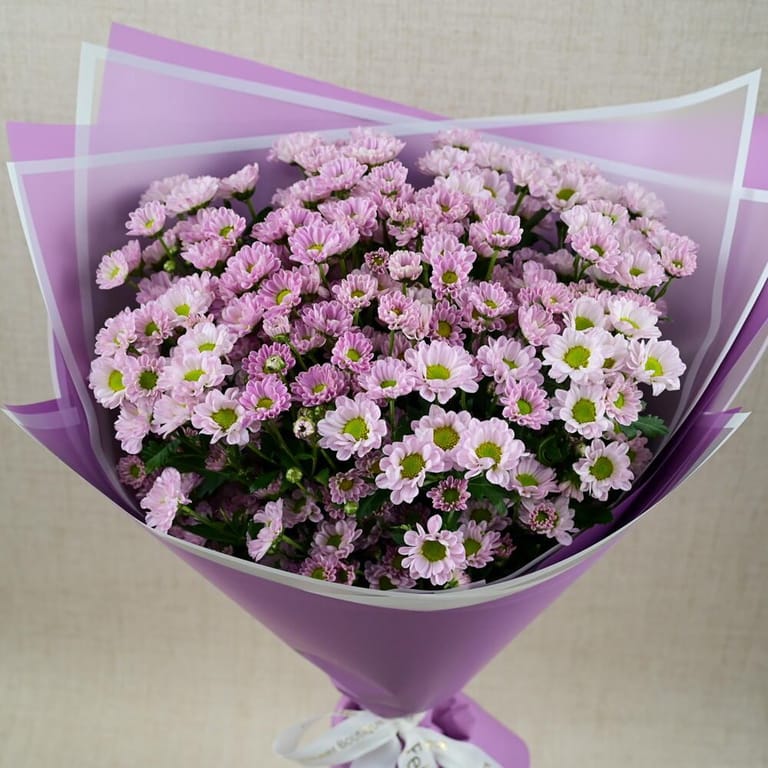 25 Pink Santini Chrysanthemum Bouquet-A656 - Image 4