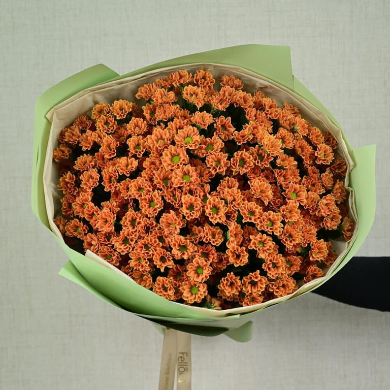 25 Orange Santini Chrysanthemum Bouquet-A653 - Image 5