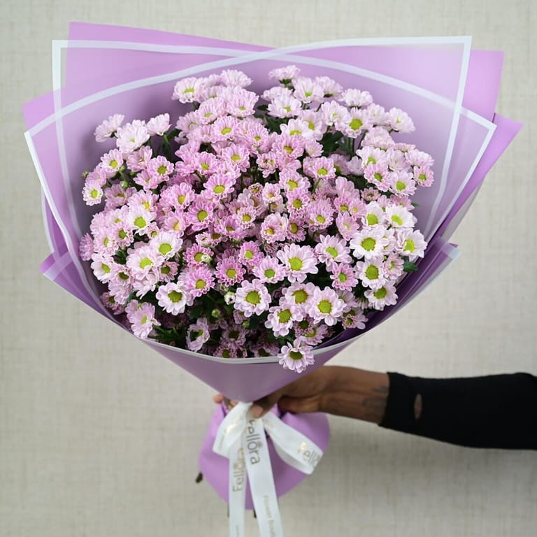 25 Pink Santini Chrysanthemum Bouquet-A656 - Image 5