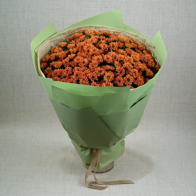 25 Orange Santini Chrysanthemum Bouquet-A653 - Image 6