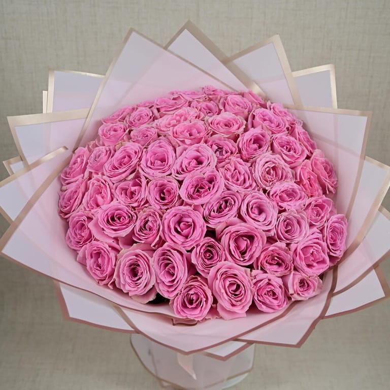 51 Pink Warm Roses Luxury Bouquet-A661 - Image 4