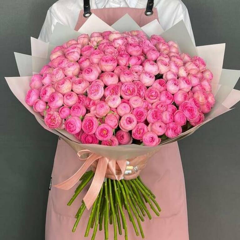 51 Silva Peony Spray Roses Grand Luxury Bouquet-A712 - Image 1