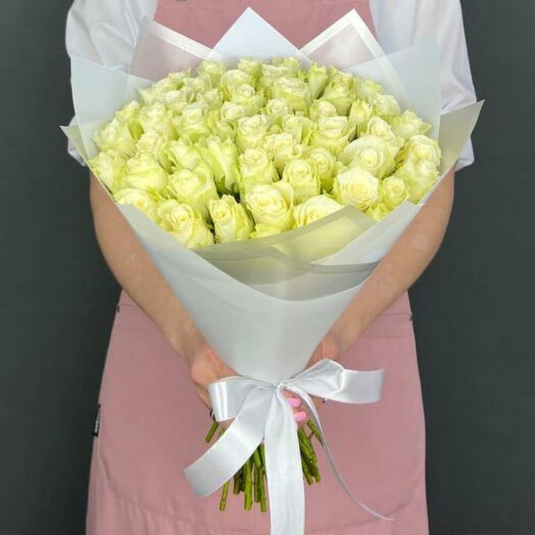 51 Premium White Roses Luxury Bouquet-A714 - Image 1
