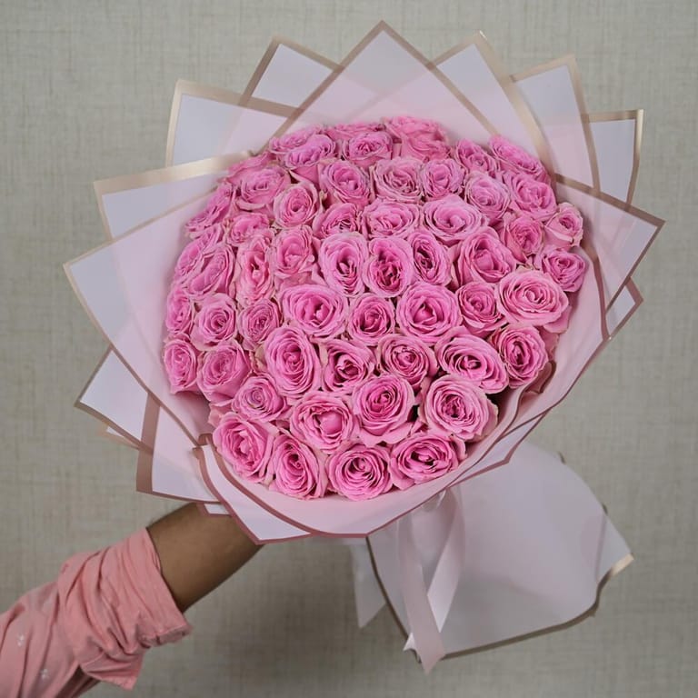 51 Pink Warm Roses Luxury Bouquet-A661 - Image 5