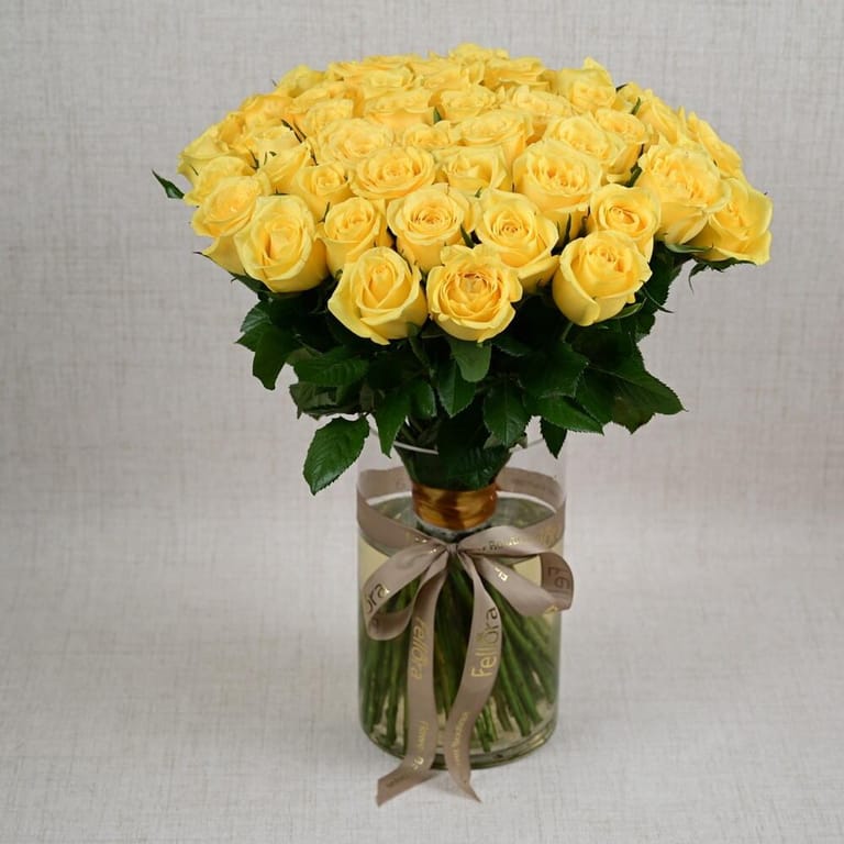 51 Yellow Roses Luxury Flower Vase-A747 - Image 1