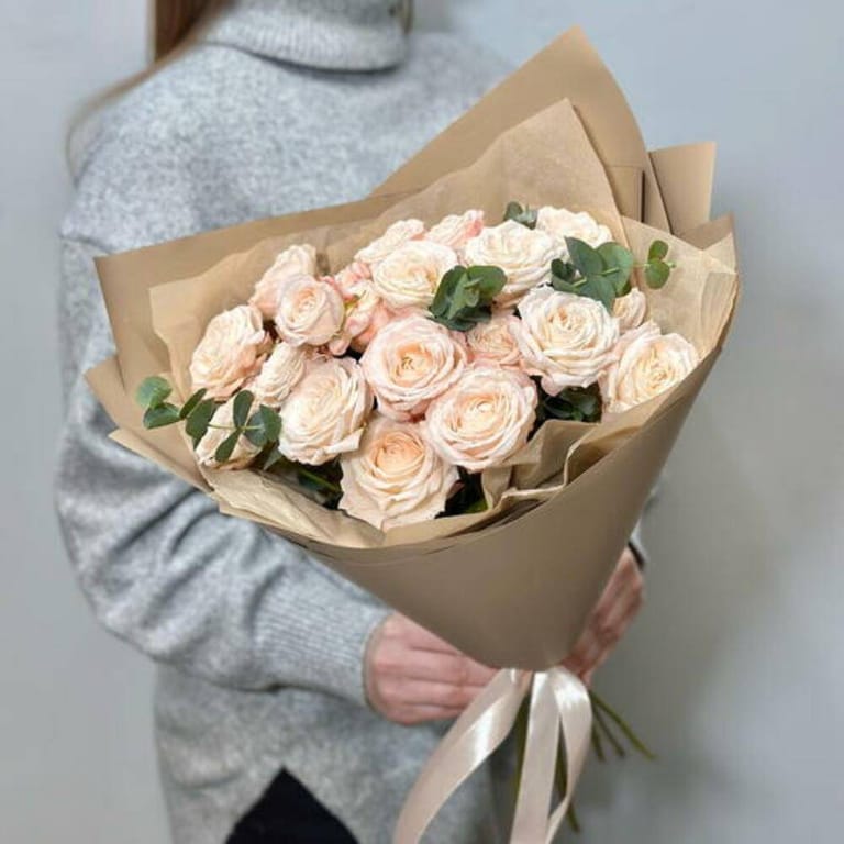Blush Spray Roses And Eucalyptus Luxury Bouquet-A706 - Image 4