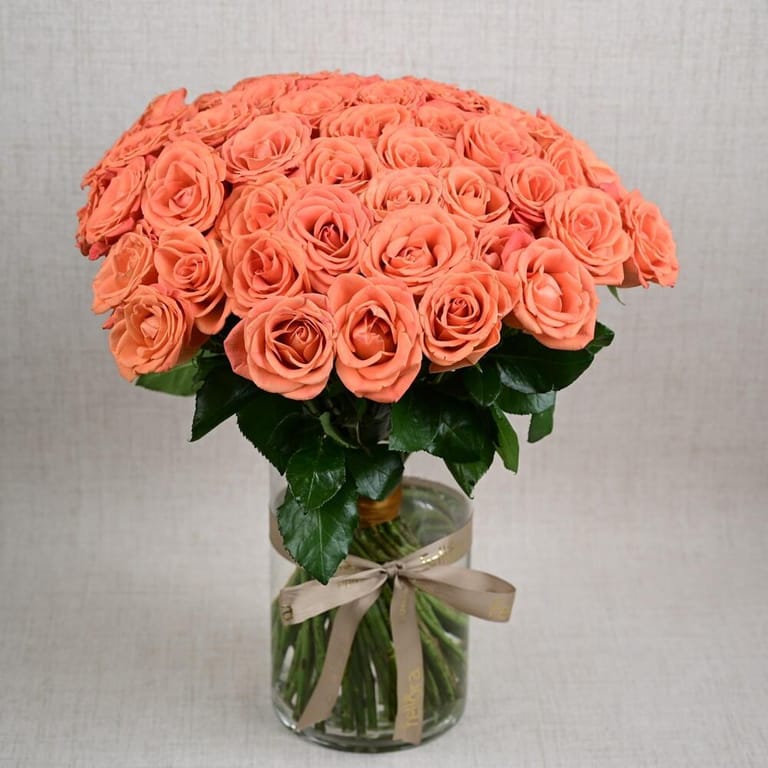 51 Orange Roses Luxury Flower Vase-A751 - Image 1