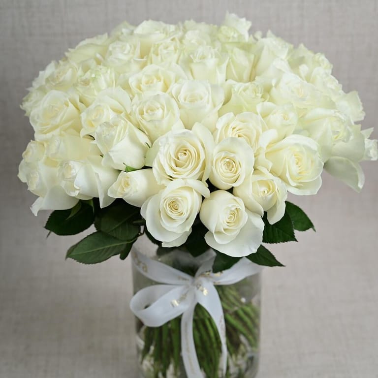51 White Roses Luxury Flower Vase-A748 - Image 2