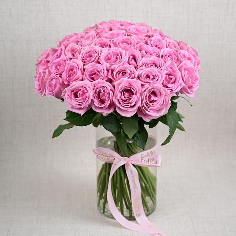 51 Pink Roses Luxury Flower Vase-A752 - Image 2