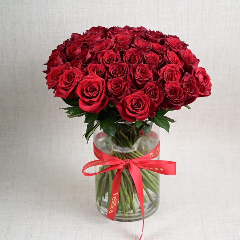 51 Red Roses Luxury Flower Vase-A749 - Image 3