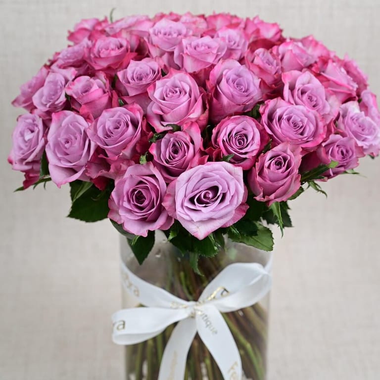 51 Deep Purple Roses Luxury Flower Vase-A753 - Image 2