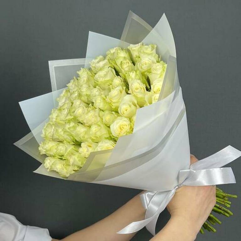 51 Premium White Roses Luxury Bouquet-A714 - Image 6