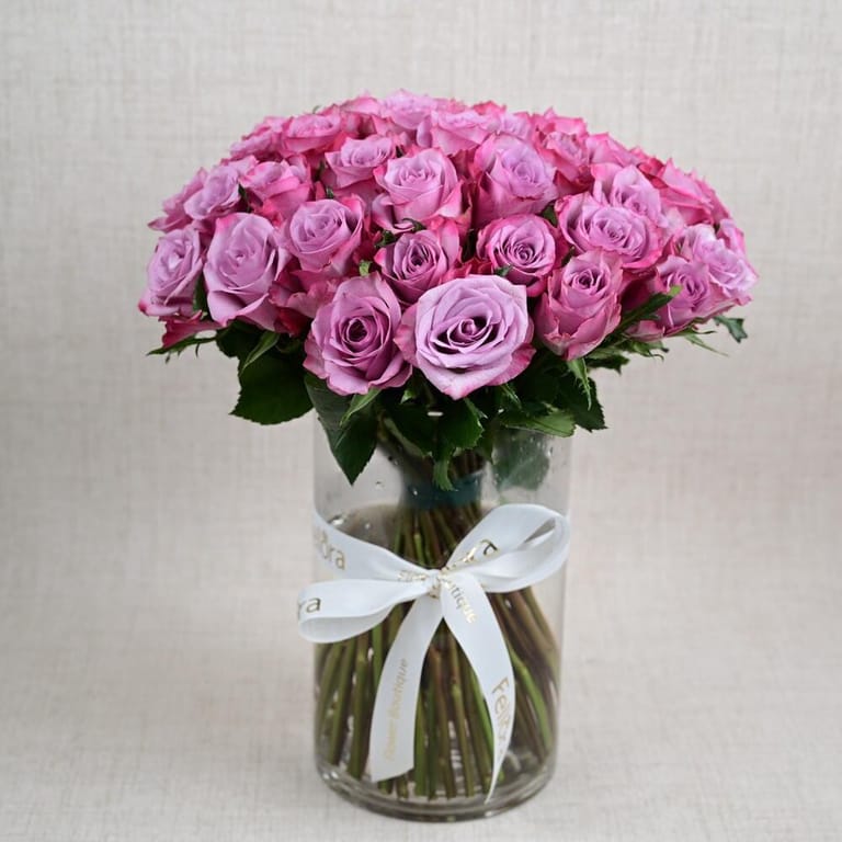 51 Deep Purple Roses Luxury Flower Vase-A753 - Image 3