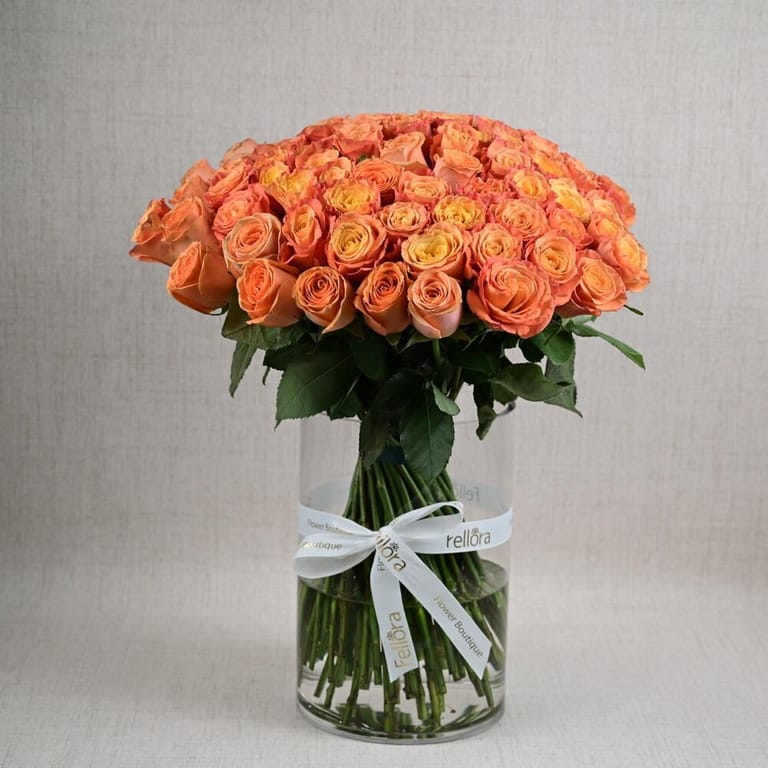 101 Orange Roses Luxury Flower Vase-A755 - Image 3