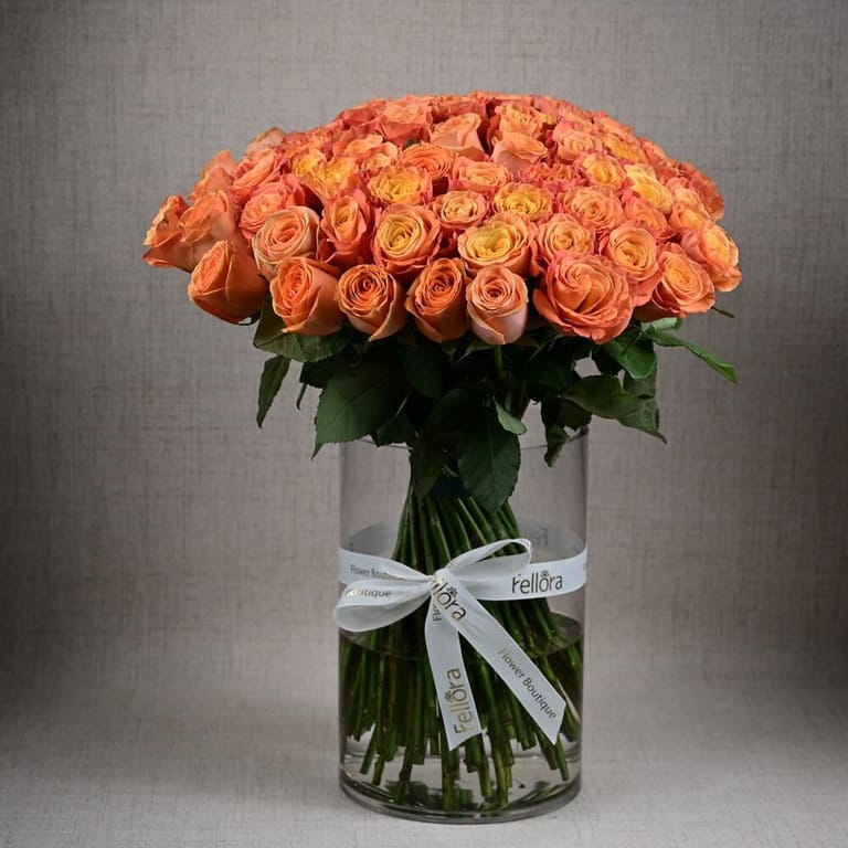 101 Orange Roses Luxury Flower Vase-A755 - Image 4