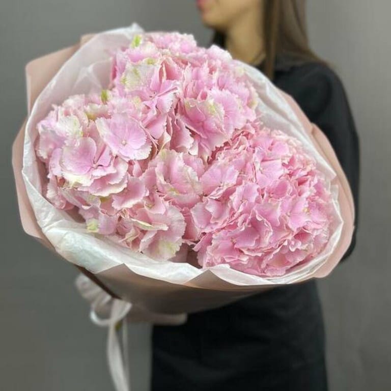 3 Pink Hydrangeas Luxury Bouquet-A791 - Image 2