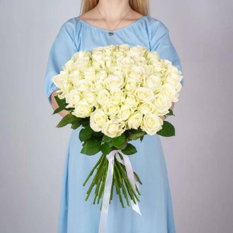 51 White Roses Hand Tied Luxury Bouquet-A786 - Image 3