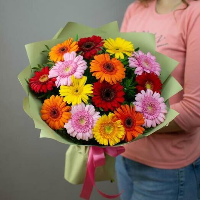 15 Mixed Color Gerbera Luxury Bouquet-A813 - Image 2