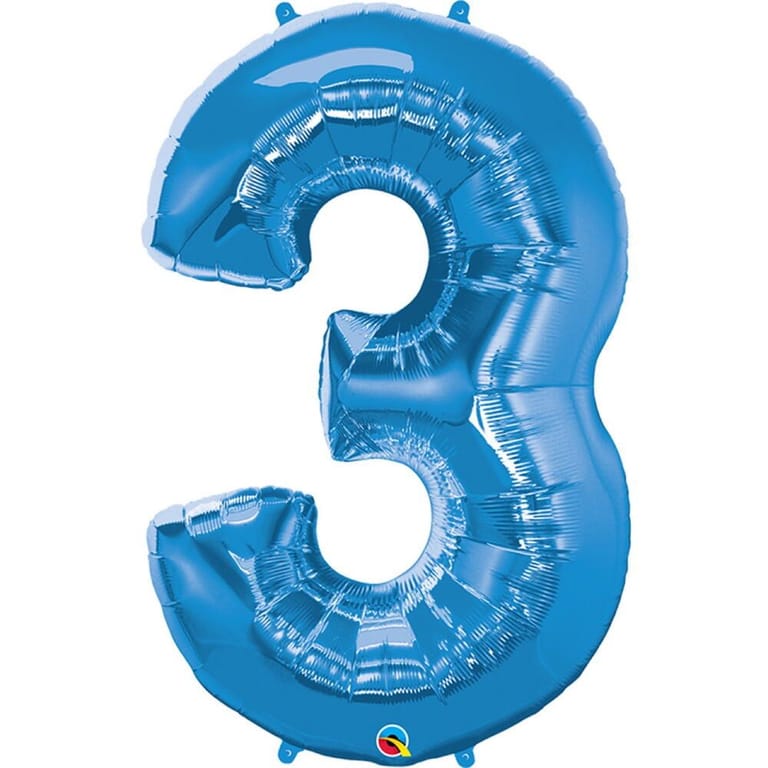 Blue Number Three Helium Foil Balloon-A839 - Image 1