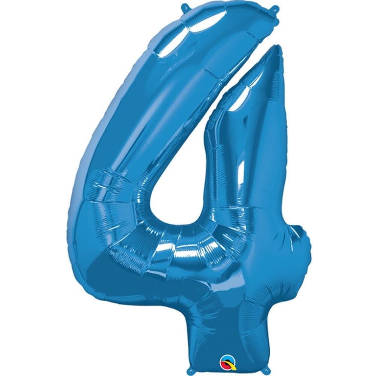 Blue Number Four Helium Foil Balloon-A843 - Image 1