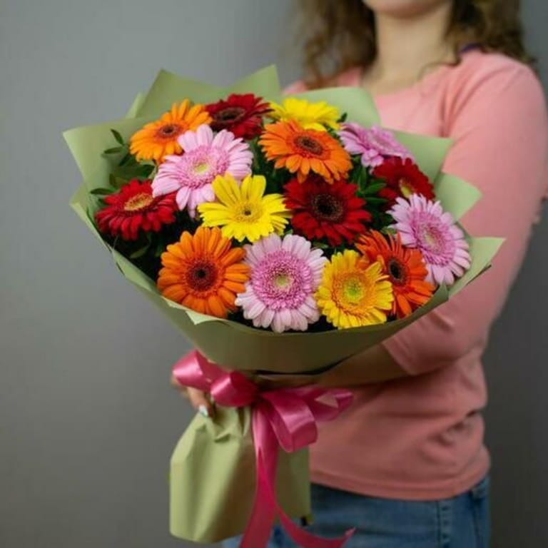 15 Mixed Color Gerbera Luxury Bouquet-A813 - Image 3