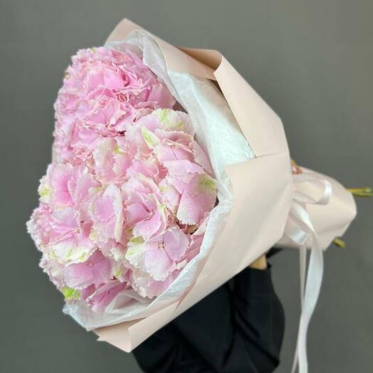 3 Pink Hydrangeas Luxury Bouquet-A791 - Image 5