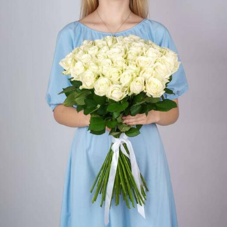 51 White Roses Hand Tied Luxury Bouquet-A786 - Image 6