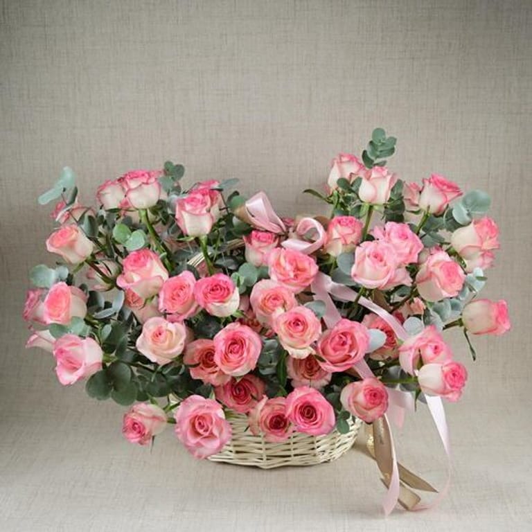 101 Jumilia Pink Roses Luxury Basket-A807 - Image 5