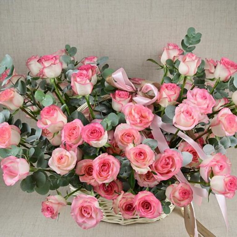 101 Jumilia Pink Roses Luxury Basket-A807 - Image 6