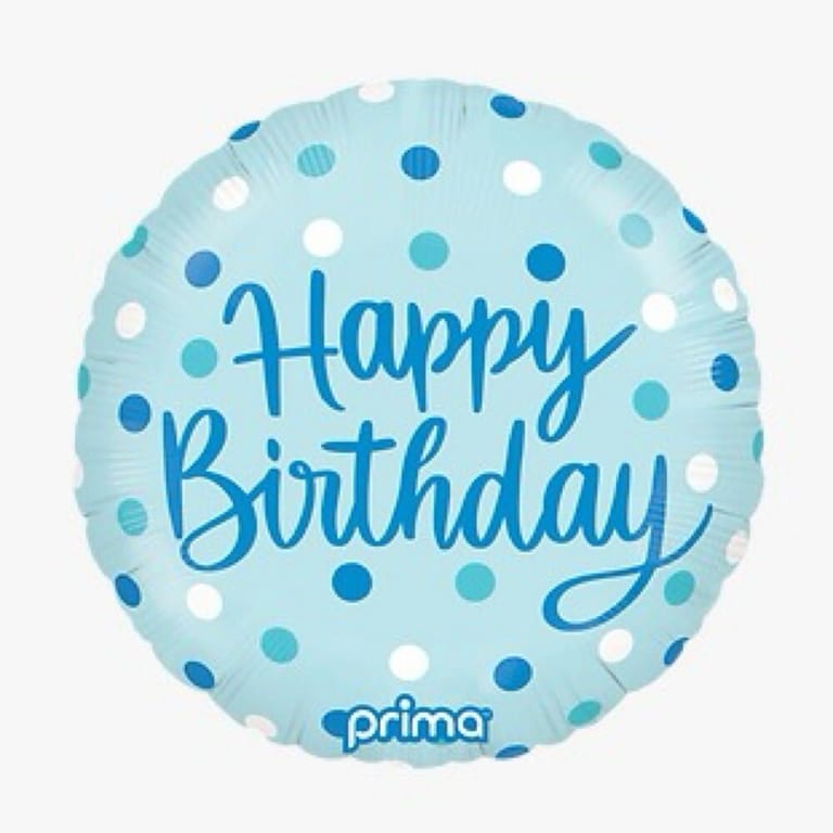 Blue And White Dots Happy Birthday Helium Foil Balloon-A994 - Image 1