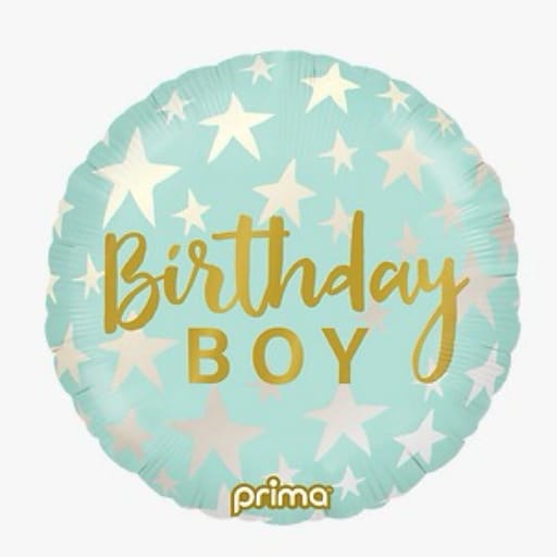 Blue And Gold Stars Birthday Boy Helium Foil Balloon-A997