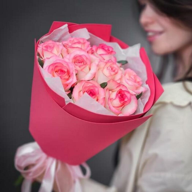 9 Jumilia Pink Roses Elegant Bouquet-A1030 - Image 2