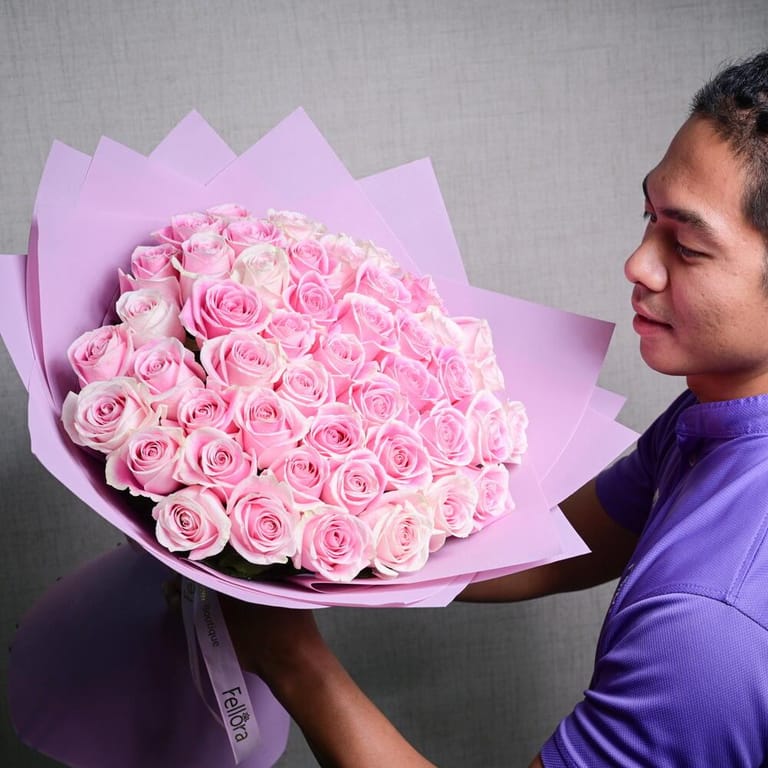 51 Pink Rosita Ecuador Roses Bouquet-A1050 - Image 2