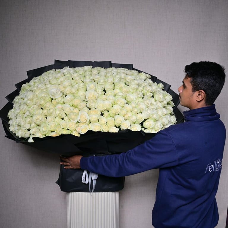 301 White Roses Grand Luxury Bouquet-A1049 - Image 3