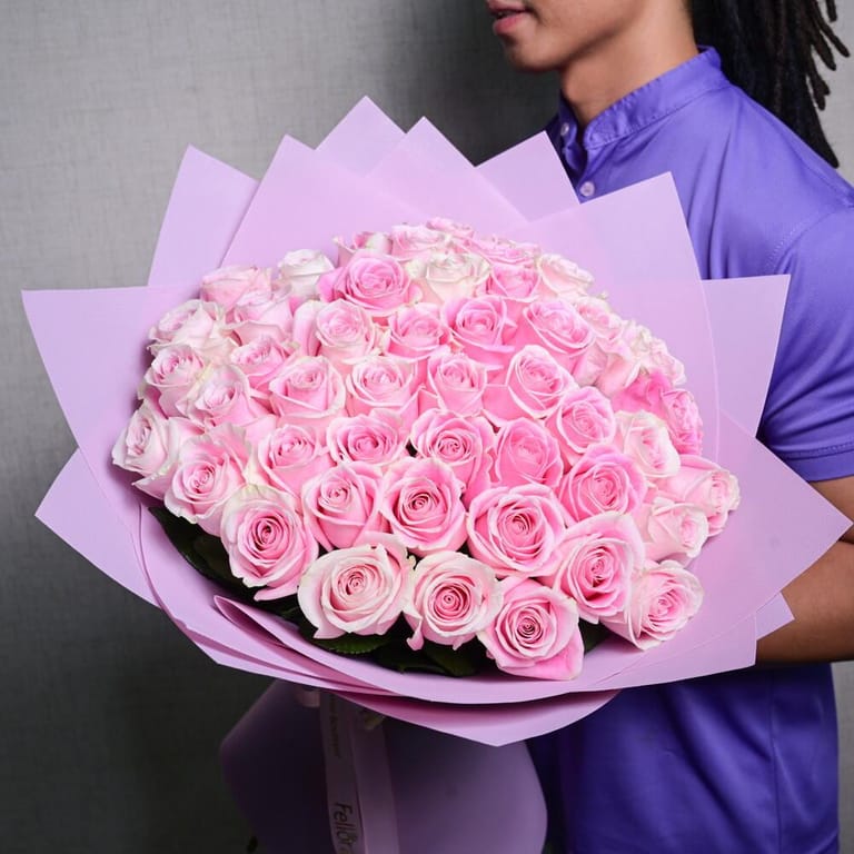 51 Pink Rosita Ecuador Roses Bouquet-A1050 - Image 3