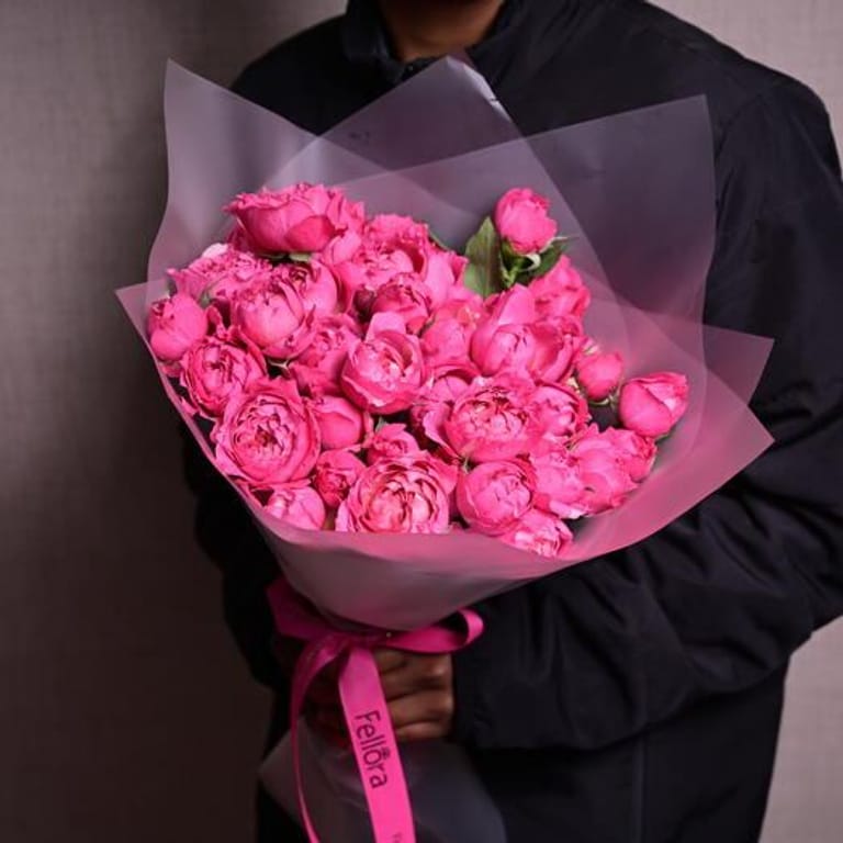 11 Julietta Cerise Peony Roses Bouquet-A1084 - Image 1