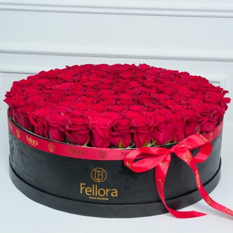 121 Luxury Red Roses In Grand Black Box-A1076 - Image 3